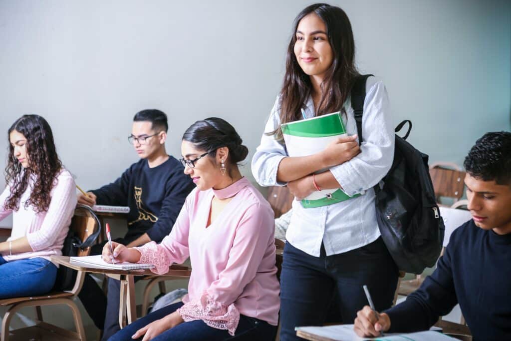 college student attending class