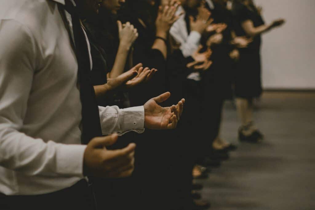 people praying in a church