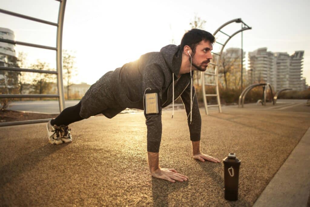 man doing pushups