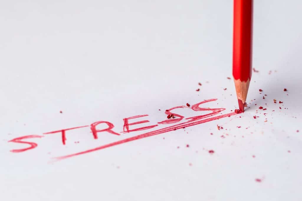 the word stress written in pencil