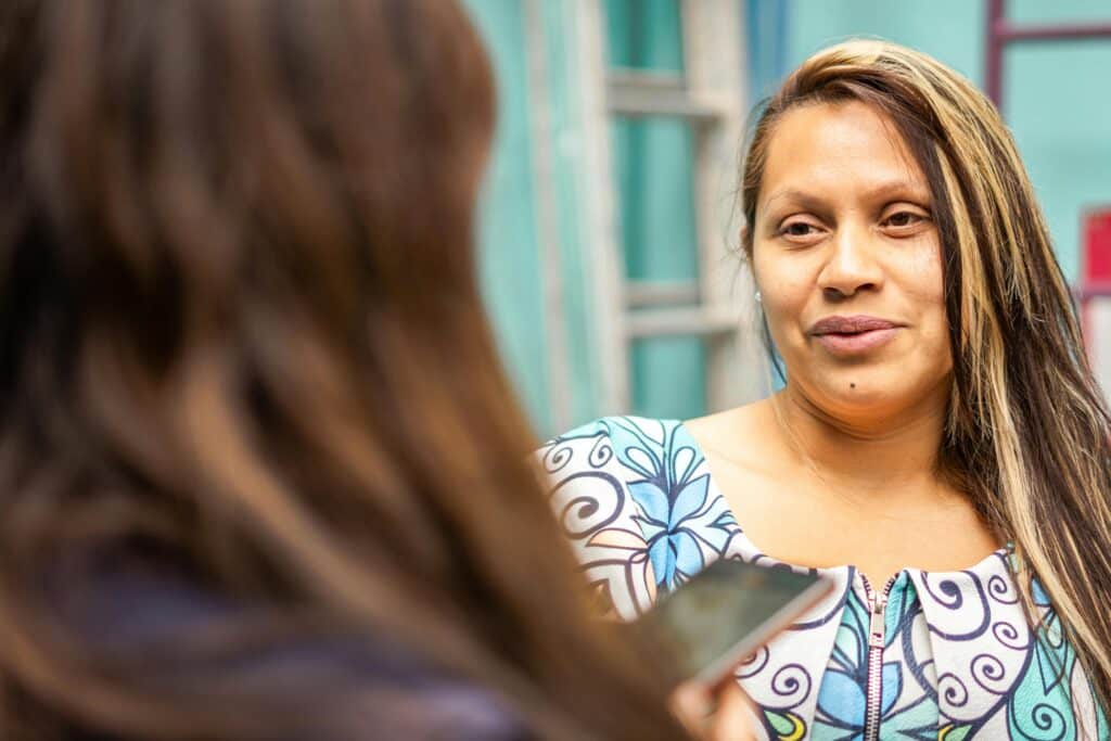 women being interviewed