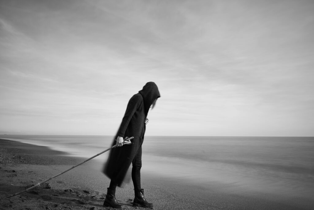 person giving up on the beach