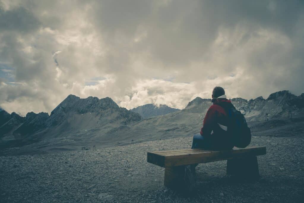person hiking in the mountains